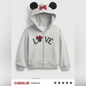 NEW Gap x Disney hoodie Minnie Mouse ears 5T